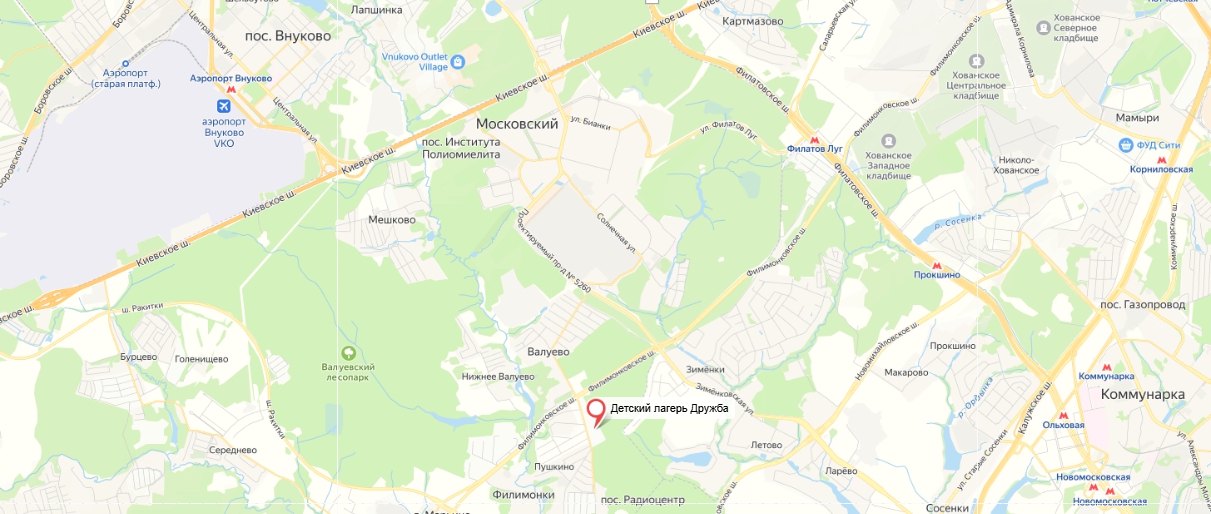 Карта детского лагеря Дружба